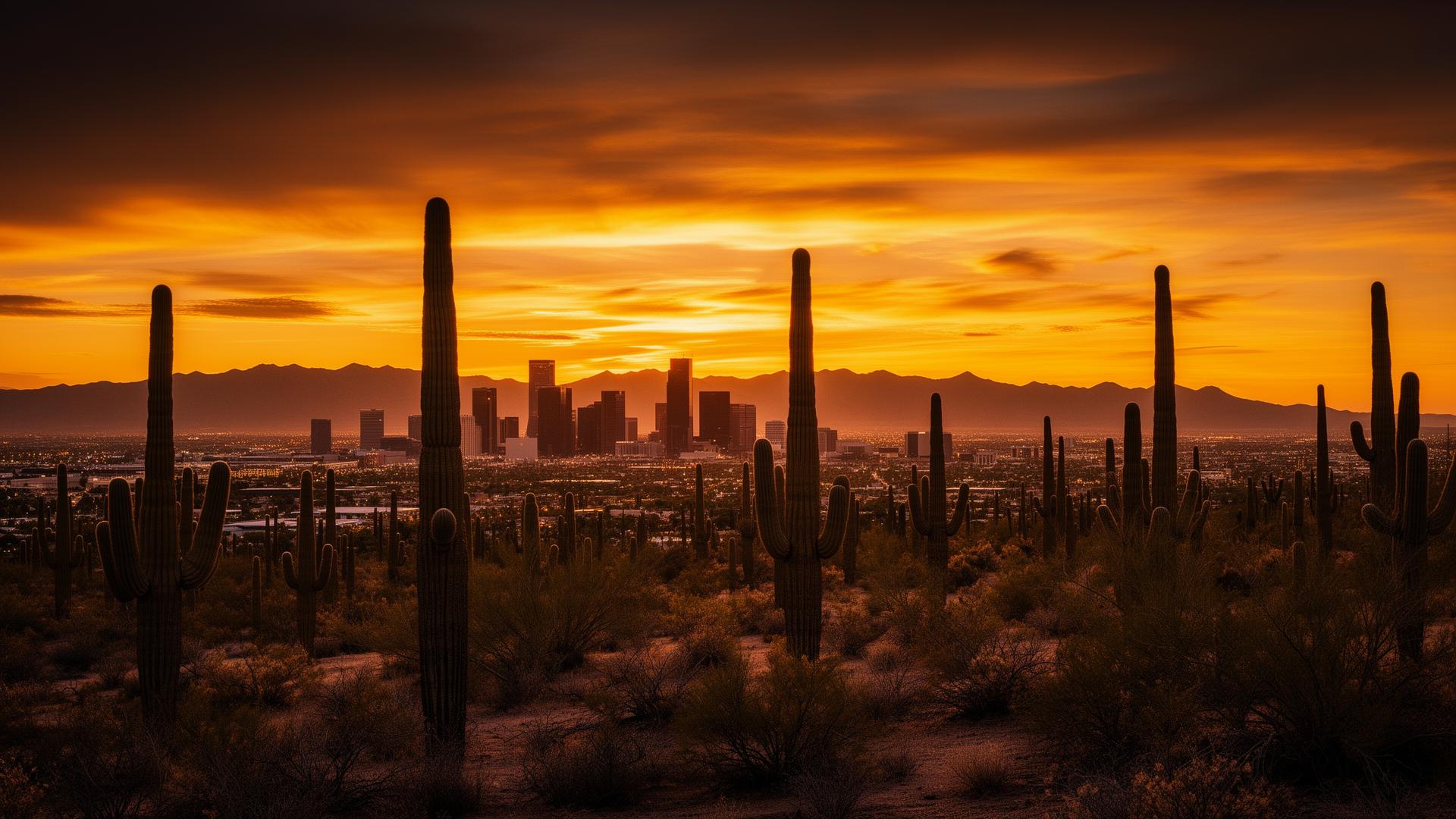 Sonoran desert sunset over Phoenix